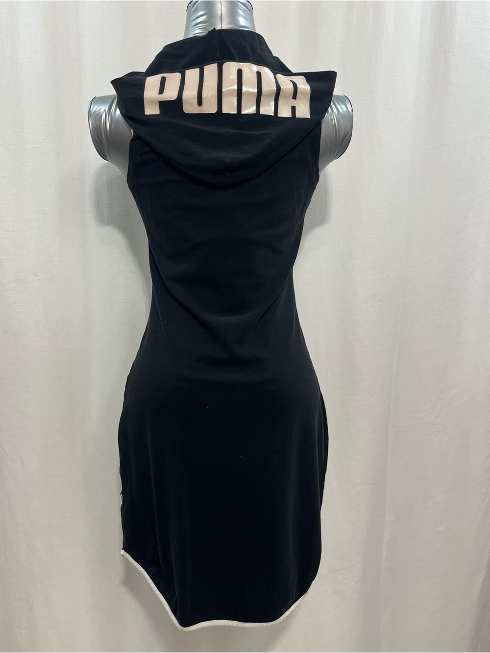 Puma Black Sleeveless Hooded Mini Dress with White Logo every day leisure 1436 - Picture 2 of 3